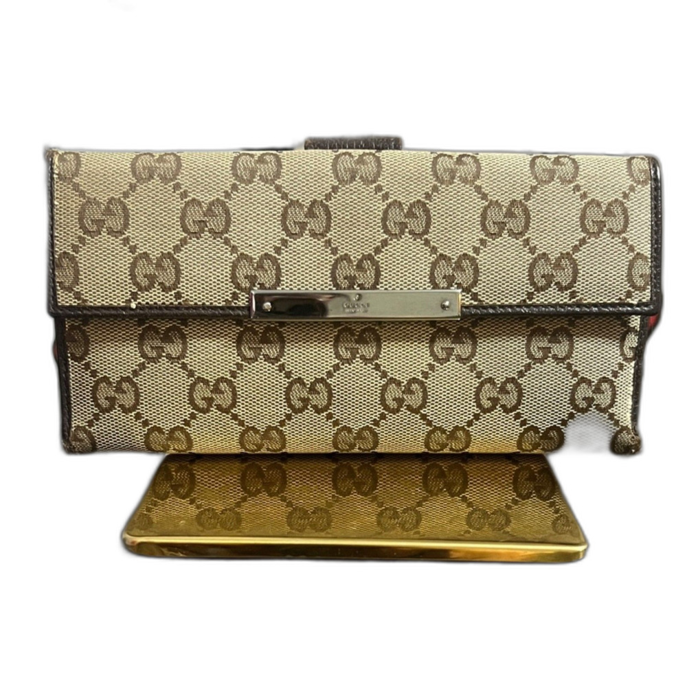 Gucci Signature Monogram Canvas Continental Long Wallet - Authentic